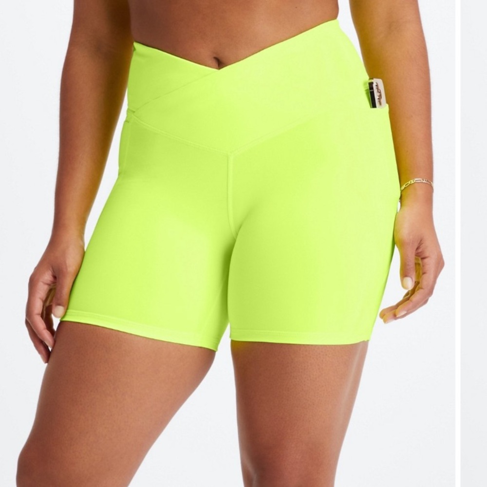 Neon green biker shorts